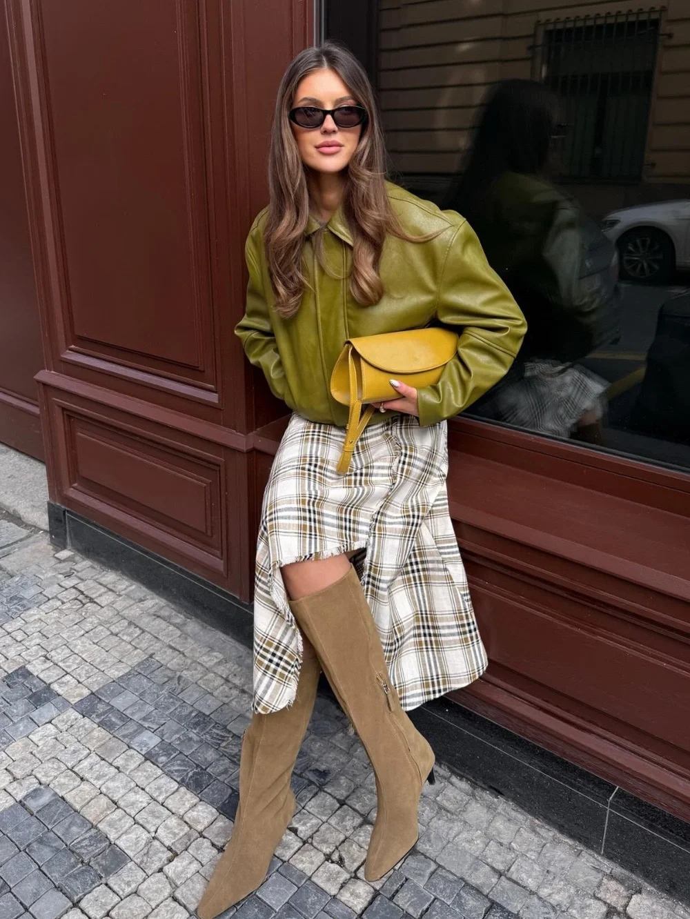NWT Zara Asymmetric Plaid Midi Skirt
